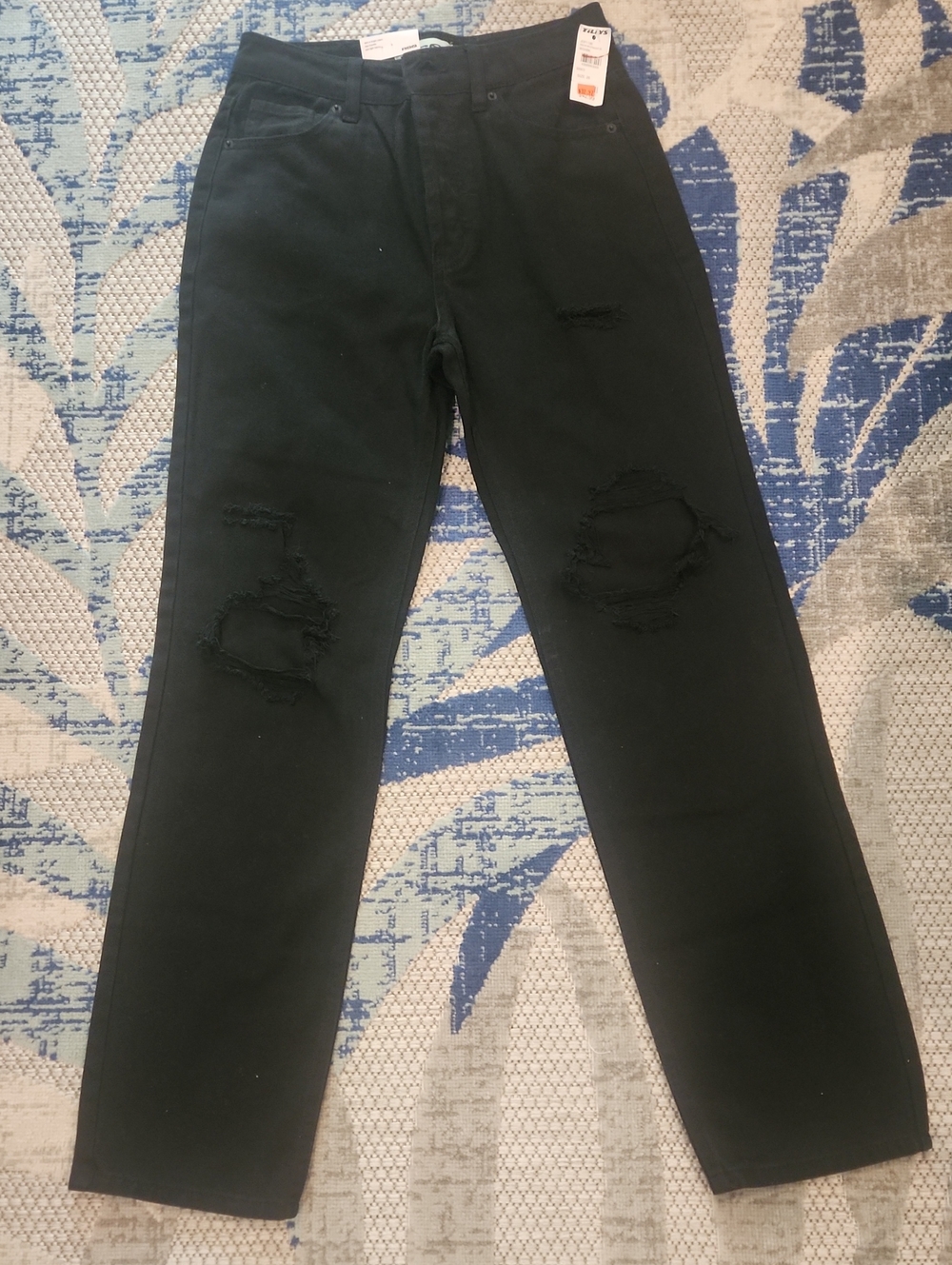 RSQ Black Straight Leg Distressed Jeans
